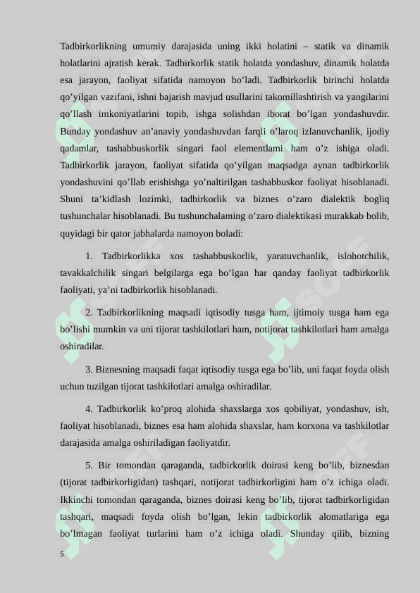 Tadbirkorlik faoliyati iqtisodiy xavfsizligi 5