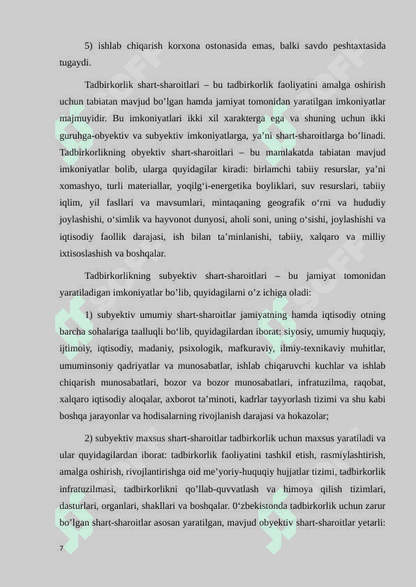 Tadbirkorlik faoliyati iqtisodiy xavfsizligi 7