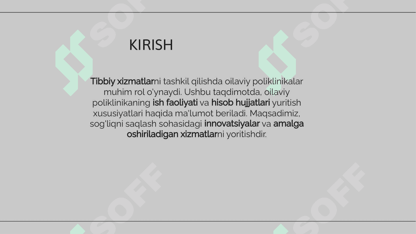 SHahar aholisiga tibbiy xizmatni tashkil qilish, Oilaviy poliklinikaning ish faoliyati vazifalari, ish usuli, hisob hujjatlarini yuritish xususiyatlari 2