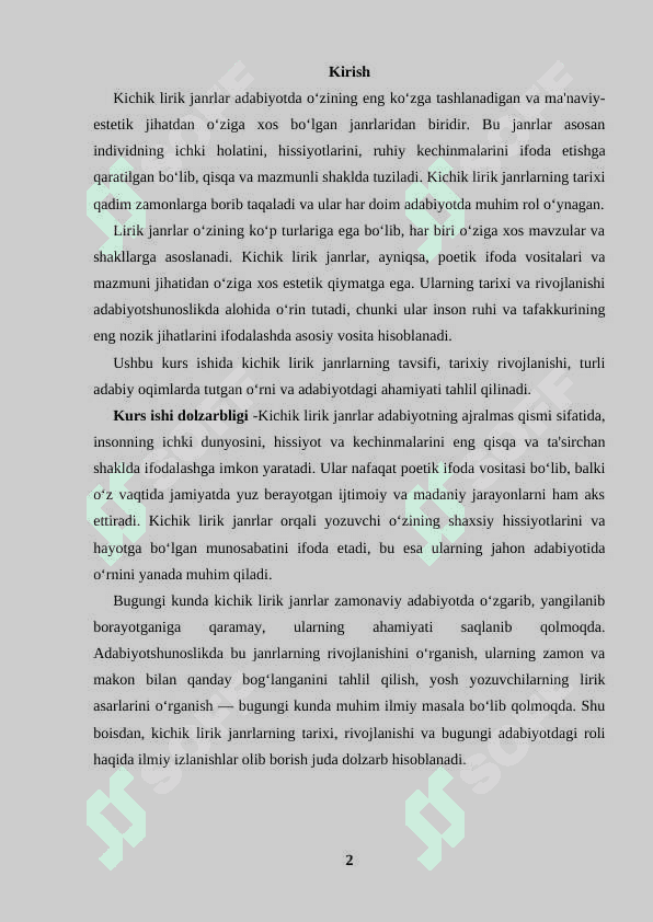 Kichik lirik janrlar tavsifi 2
