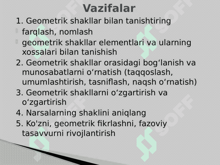 Geometrik figuralarni farqlash va nomini aytishga o’rgatish 3