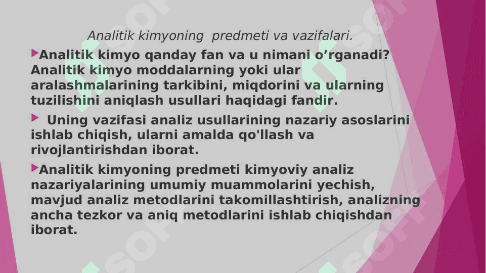 Analitik kimyo fanining ahamiyati 2