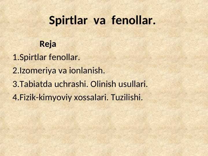 Spirtlar  va  fenollar