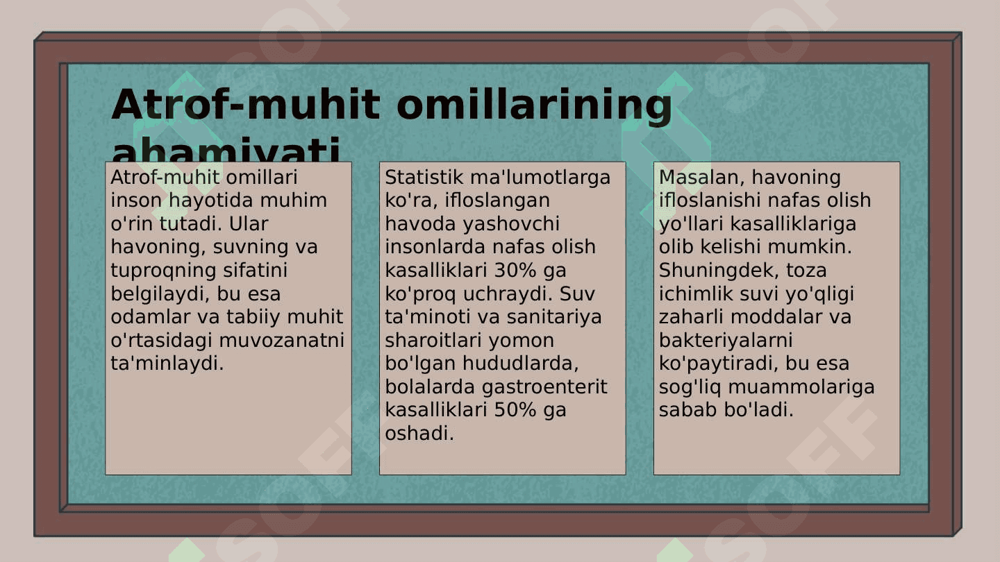 Atmosfera havosi, suv, tuproqning nomuvofiq omillarini gigienik reglamentlashga bo'lgan umumiy yondoshishlar 3