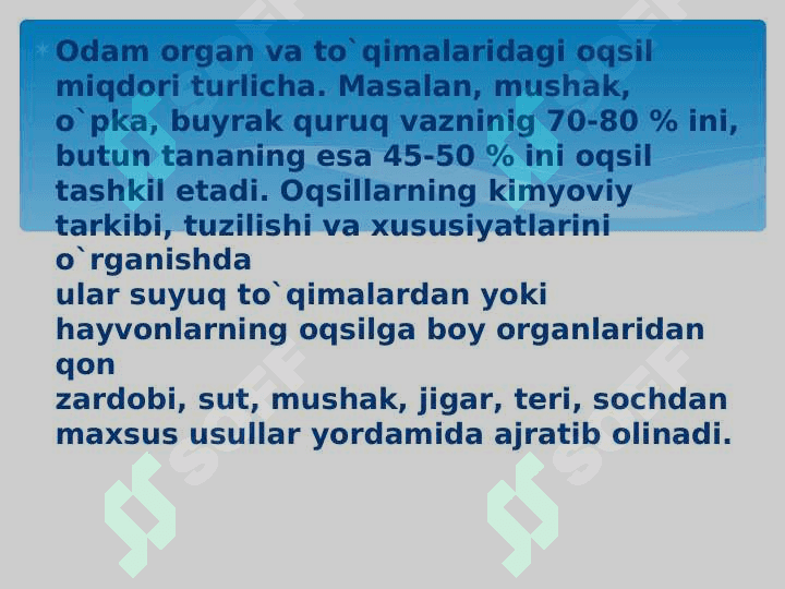 Oqsillar. Aminokislotalar 3