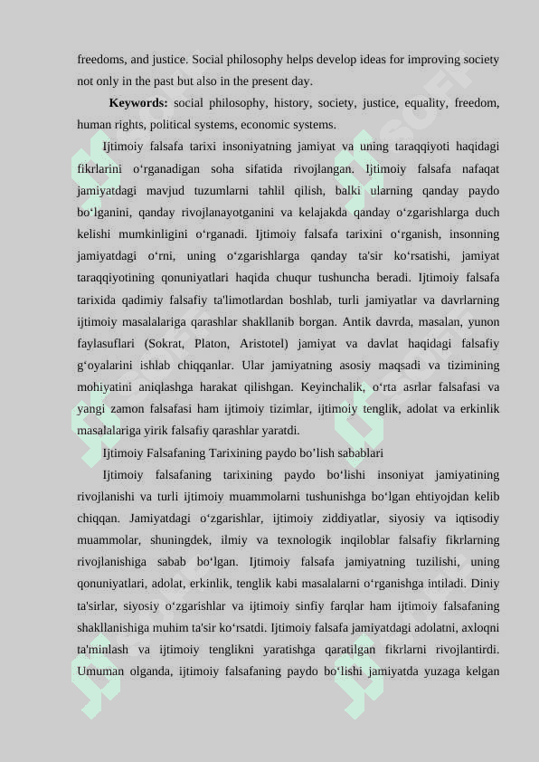 IJTIMOIY FALSAFA TARIXI tezis 2