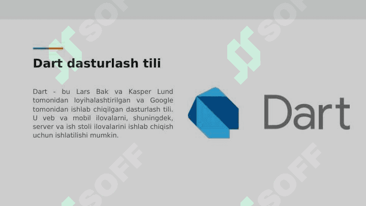 DART TILI TAMOYILLARIDAN FOYDALANIB ILOVALAR ISHLAB CHIQISH.  DASTUR FORMATI 2