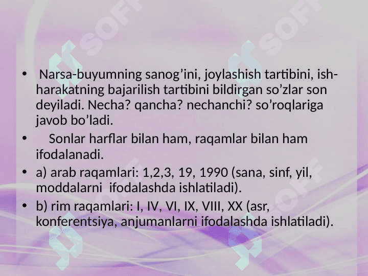 Son so'z turkumi. 3