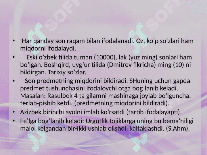 Son so'z turkumi. 4
