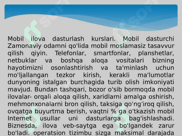 Mobil ilova ishlab chiqish tamoyillari, talablarni o'rganish va texnik topshiriqni shakllantirish, platformani tanlash. 2