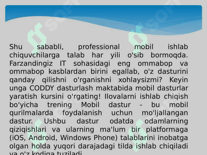 Mobil ilova ishlab chiqish tamoyillari, talablarni o'rganish va texnik topshiriqni shakllantirish, platformani tanlash. 3