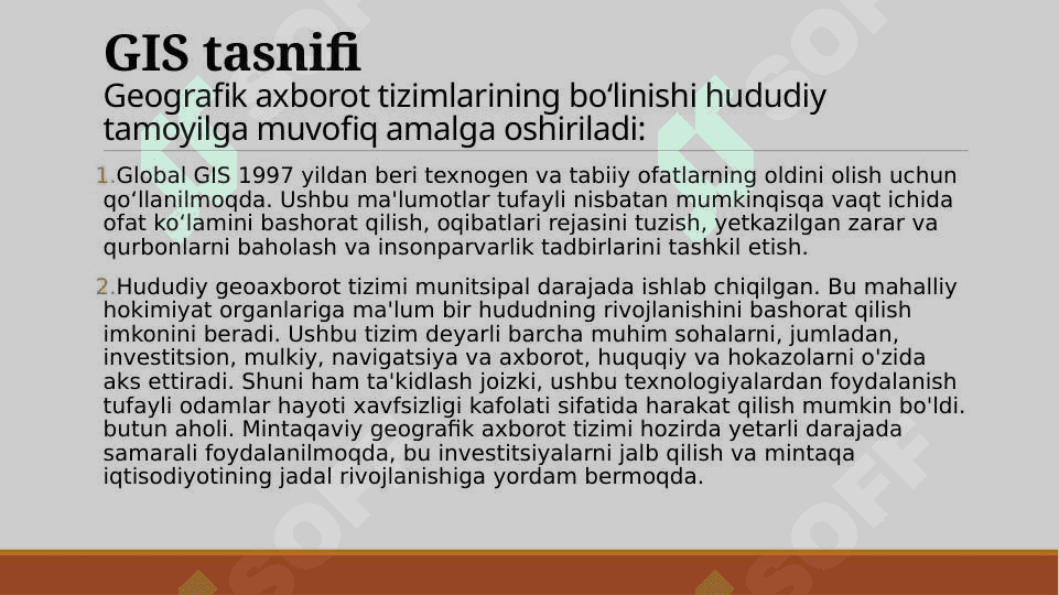 GIS loyihalarini ishlab chiqish bosqichlari. 8