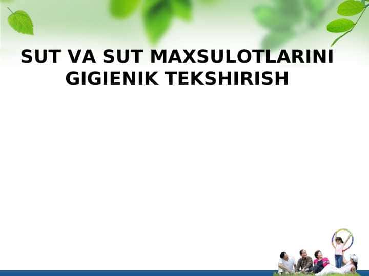 SUT VA SUT MAXSULOTLARINI GIGIENIK TEKSHIRISH 1