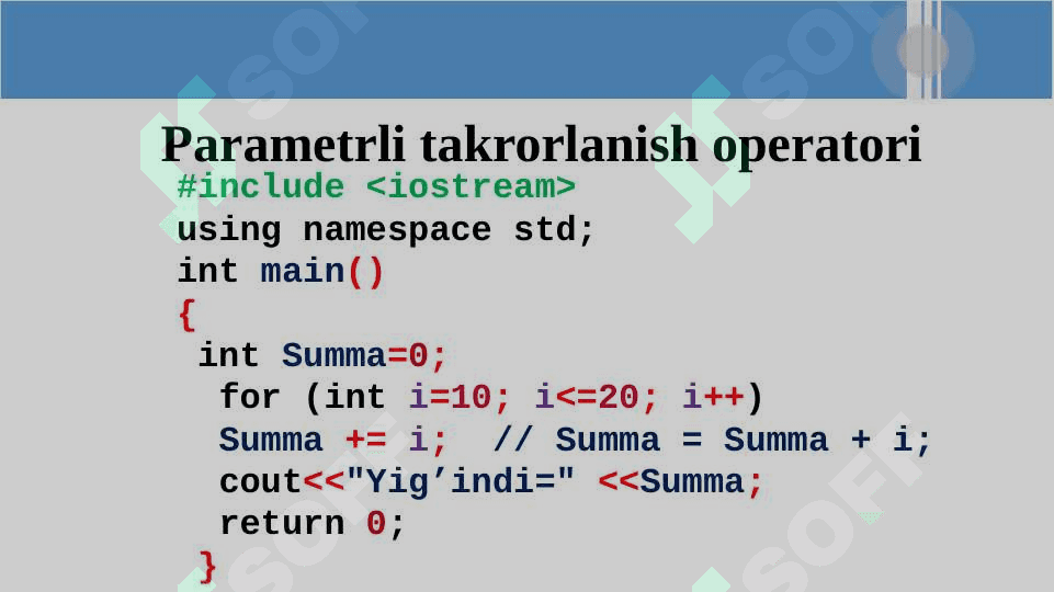 Takrorlanish operatorlari. 6