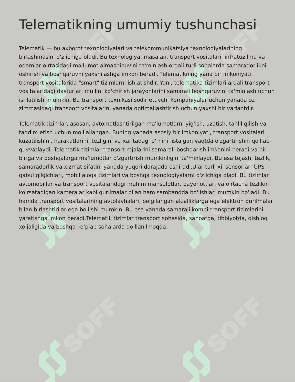 Telematikada axborot texnalogiyalari. 2