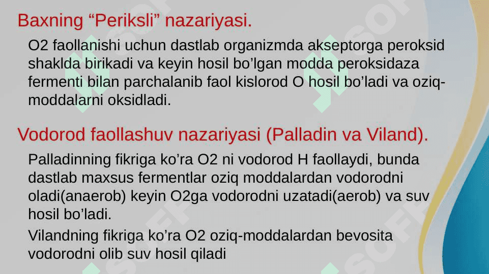 Biologik oksidlanish. Uglevodlar va ulgevodlar katabalizmi. 6