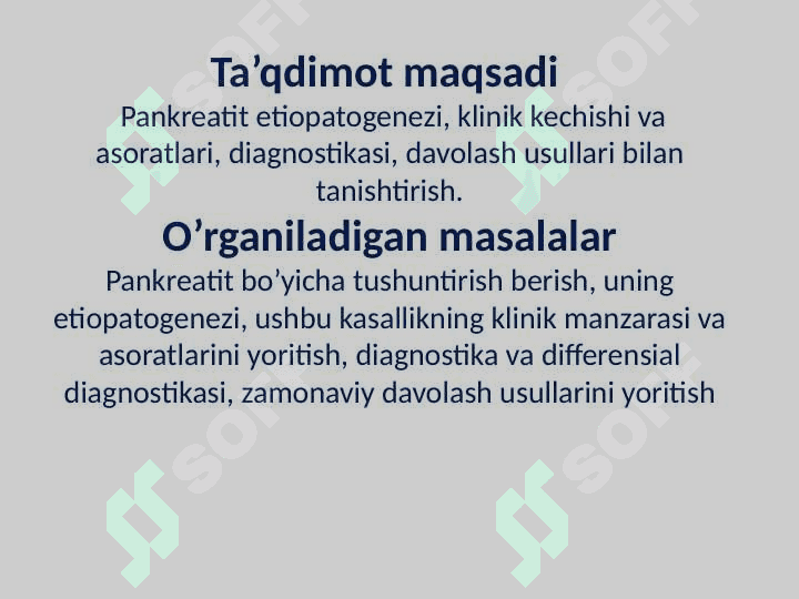 Pankreatitlarni xirurgik davolash usullari. 2