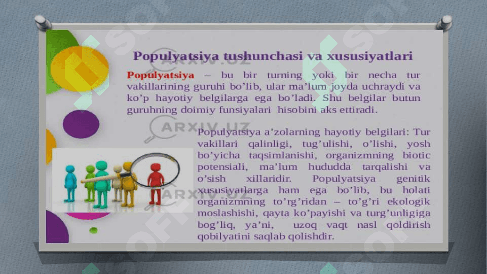 POPULYATSIYA STRUKTURASI.UNING HAYOT KECHIRISHB TARZI VA HUDUDDAN FOYDALANISH 2