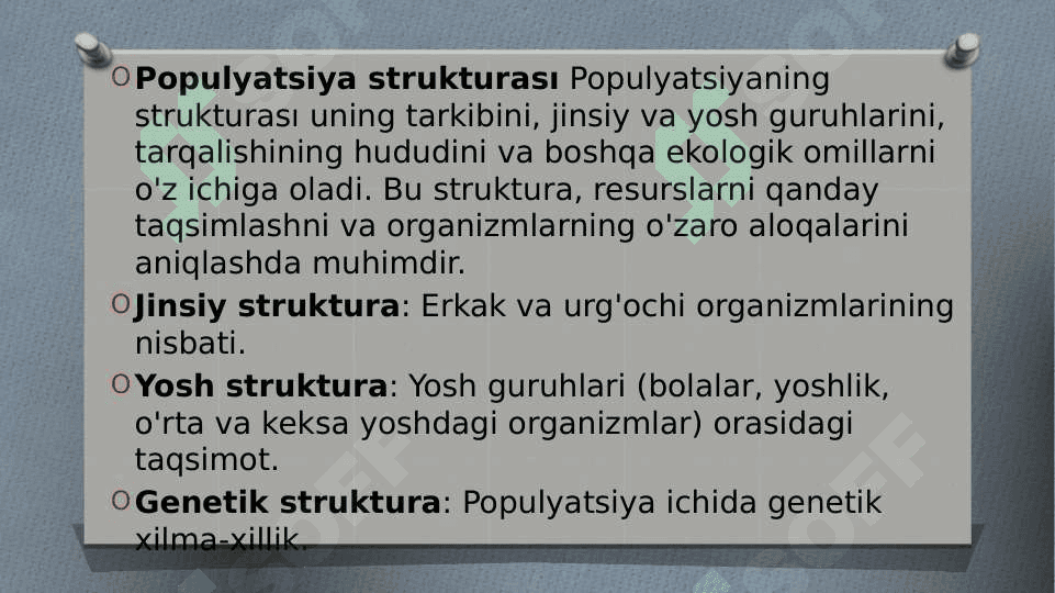 POPULYATSIYA STRUKTURASI.UNING HAYOT KECHIRISHB TARZI VA HUDUDDAN FOYDALANISH 3