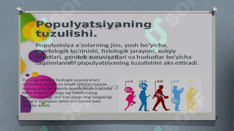 POPULYATSIYA STRUKTURASI.UNING HAYOT KECHIRISHB TARZI VA HUDUDDAN FOYDALANISH 5
