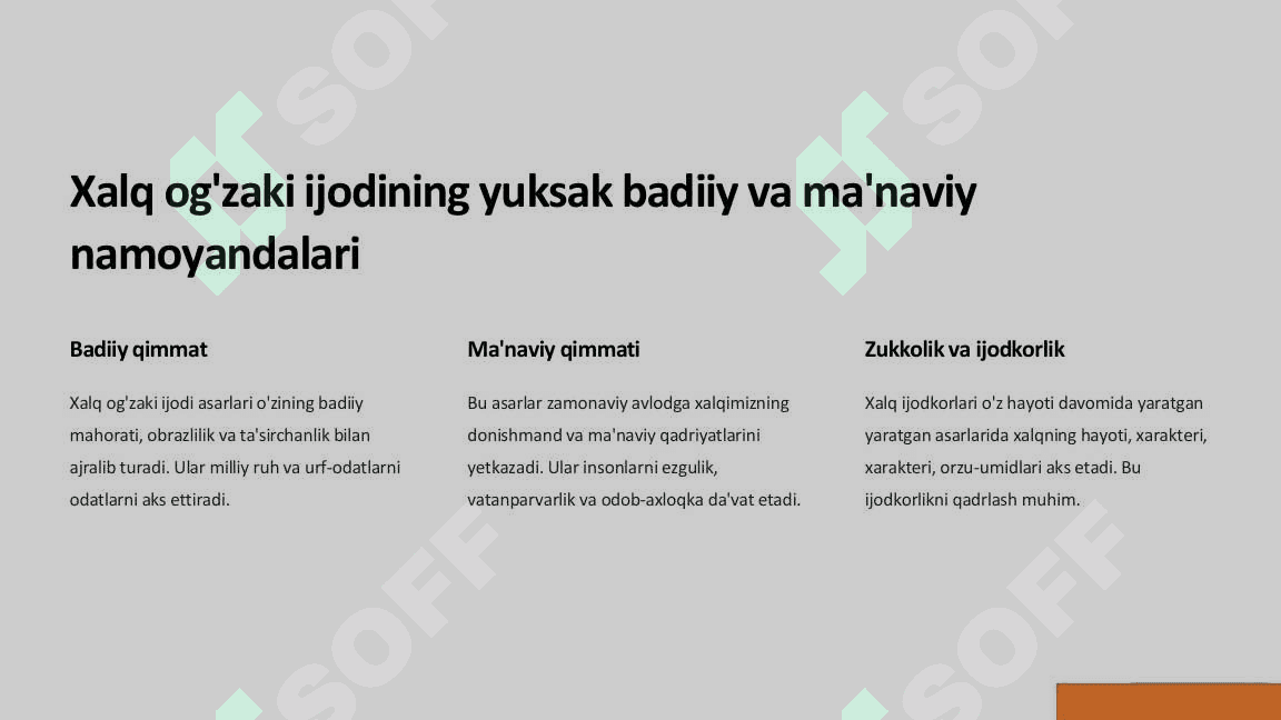 Mustaqillik sharofatida xalq  og'zaki ijodining davlat maqomiga  erishuvi 3