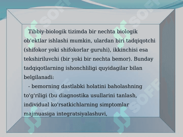 Tibbiy biologik tadqiqotlar oʻtkazishda algoritmik va dasturiy taʼminot masalalar yechish 4