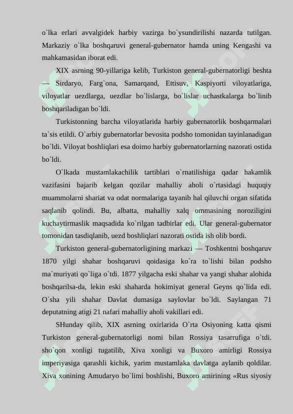 TURKISTON GENERAL GUBERNATORLIGI TASHKIL TOPISHI 8