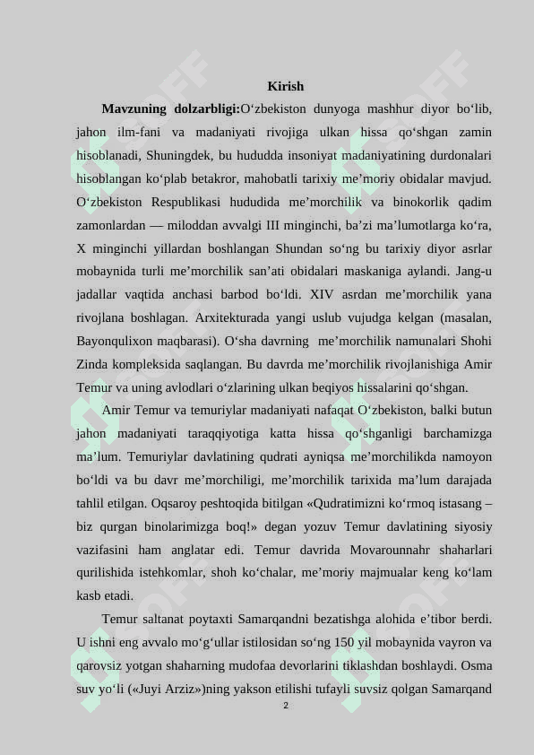 AMIR TEMUR DAVRI ME’MORCHILIGI 2