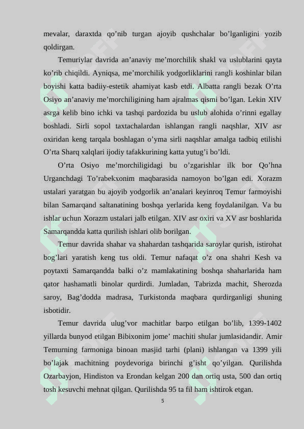 AMIR TEMUR DAVRI ME’MORCHILIGI 5