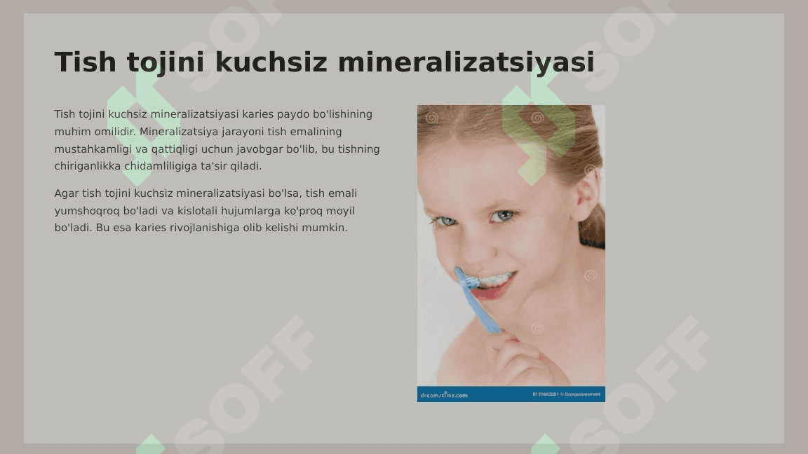 Karies kasalligini  profilaktikasi.  Kariesni profilaktik  omillar guruhi  haqida ma’lumot. 5