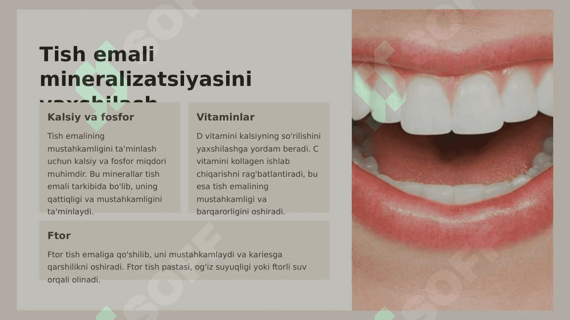 Karies kasalligini  profilaktikasi.  Kariesni profilaktik  omillar guruhi  haqida ma’lumot. 7
