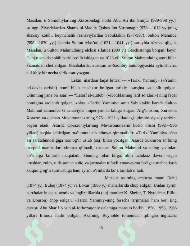O'rta osiyo tarixiga oid arab-fors tilida yozilgan manbalar 8