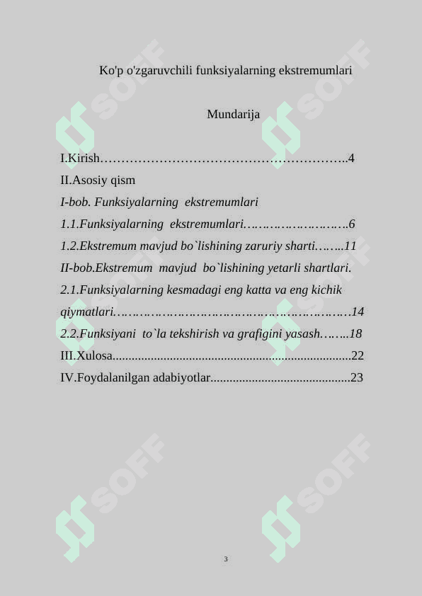 Ko'p o'zgaruvchili funksiyalarning ekstremumlari 2
