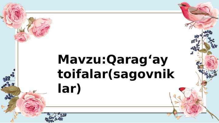 Qaragʻay toifalar sagovniklar