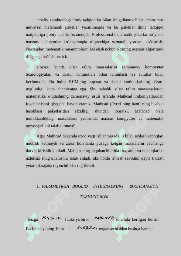 Parametrga bog’liq integrallar 6