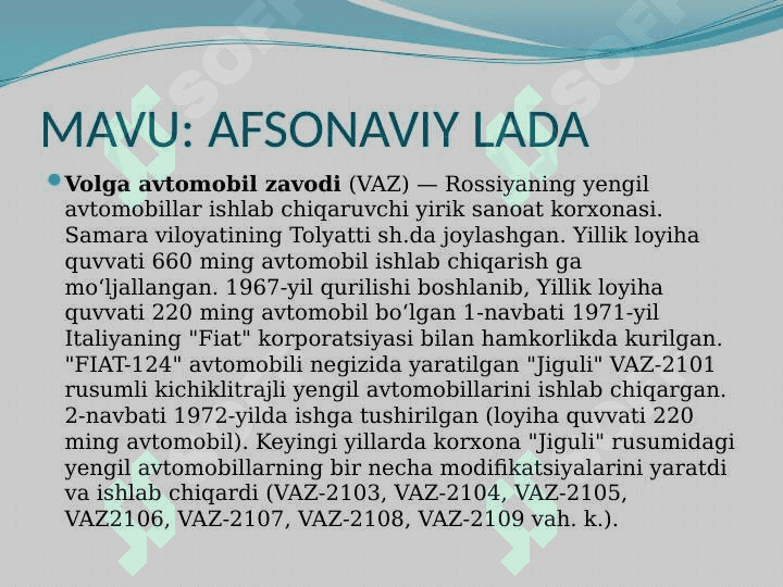 LADA  MASHINASI HAQIDA 2