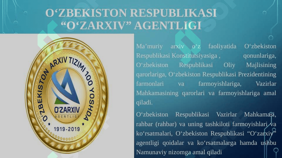 O‘zbekiston Respublikasi davlat hokimiyati va boshqaruvi organlari, korxonalar, muassasalar va tashkilotlardagi idora arxivi to‘g‘risida NAMUNA NIZOM 4