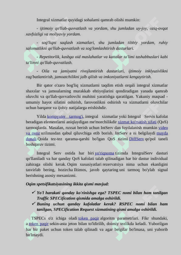 INTEGRAL XIZMATLARNING HAQIDA  UMUMIY MALUMOT 3