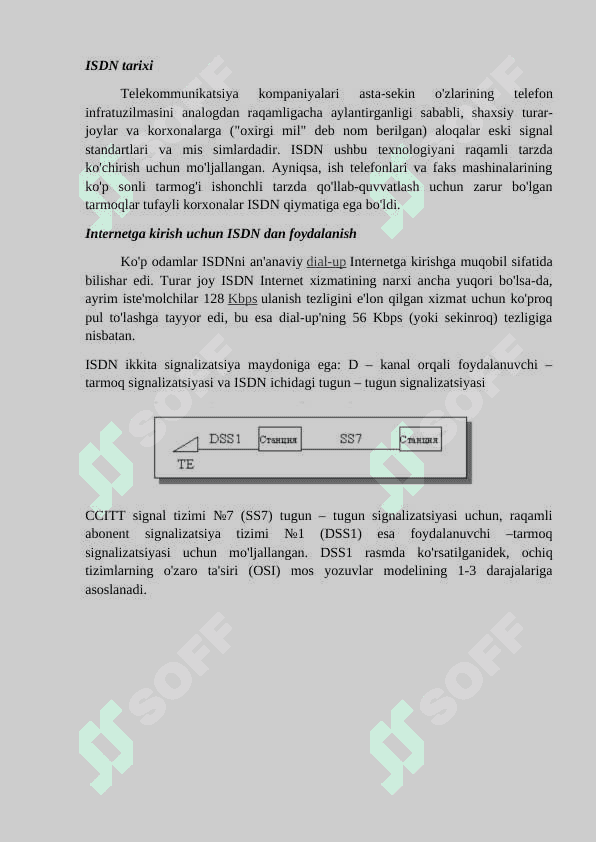 ISDN TARMOG’INING SIGNALIZATSIYASI. ISDN TARMOG’INI ALMASHTIRISH 3