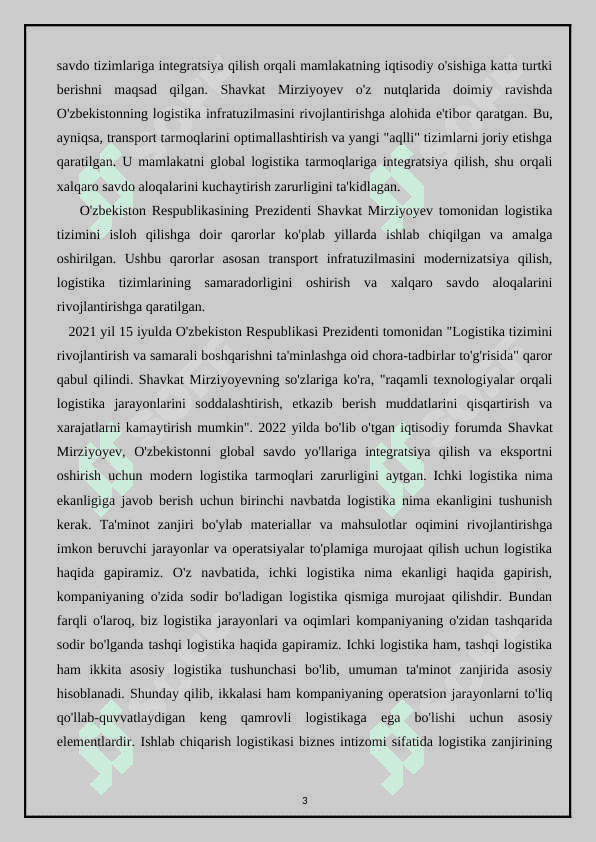 Ichki ishlab chiqarish logistikalarining 3