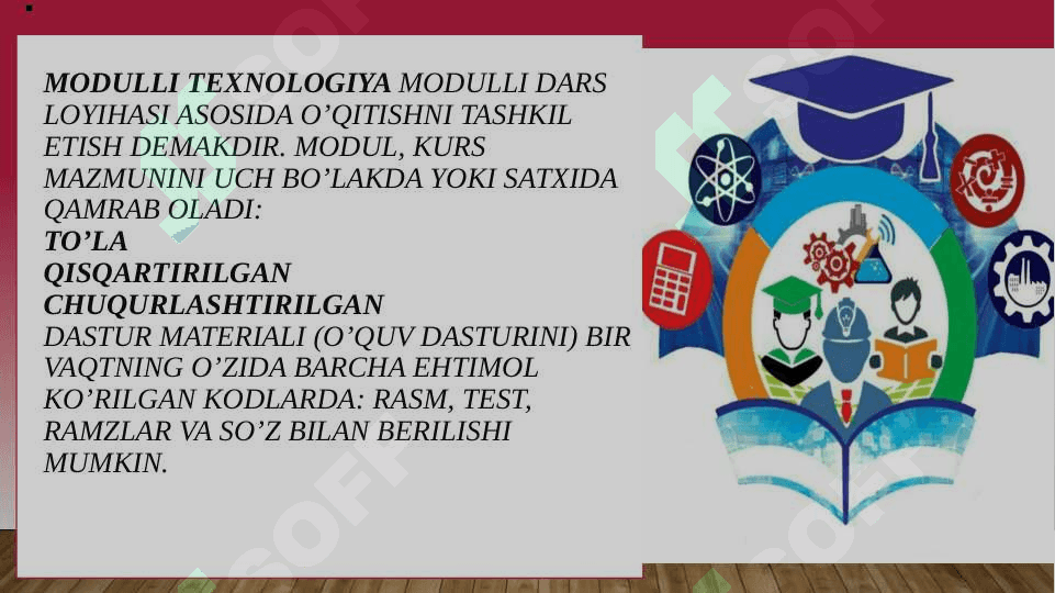 MODULLI O’QITISH TEXNOLOGIyalari 6