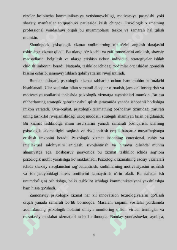 Boshqaruv jarayonida psixologik xizmatni qoʻllashda xorij tajribasi yutuq va kamchiliklari 8