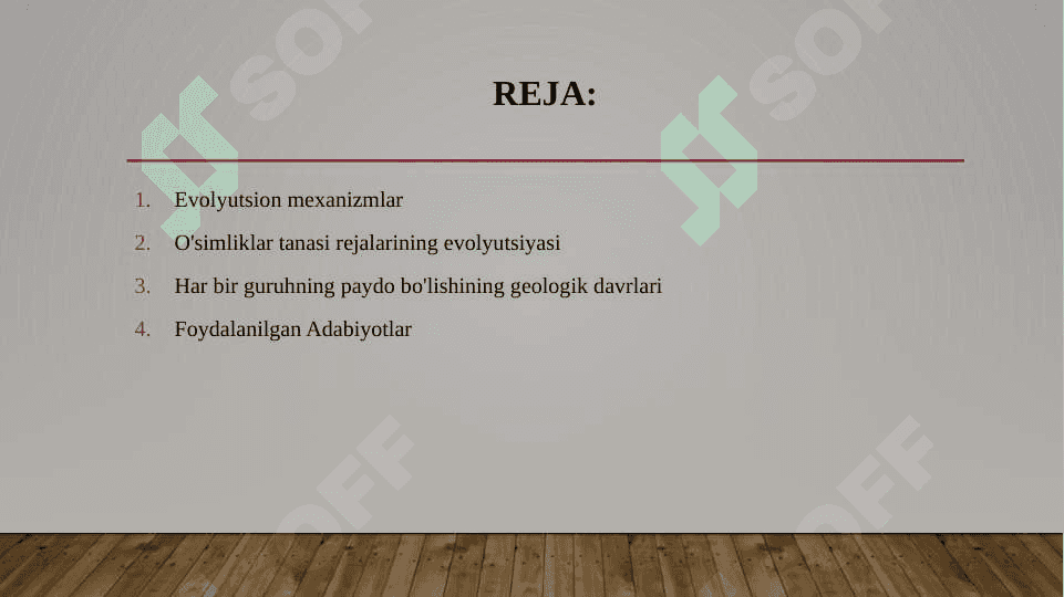 O‘simliklar evolyusiyasi va tirik tabiatning tarixiy jarayonda paydo bo‘lishi. 2