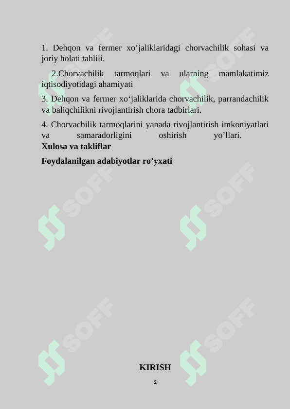 Dehqon xo’jaliklarida chorvachilik mahsulotlari yetishtirish va samaradorligini oshirish yo’llari 2