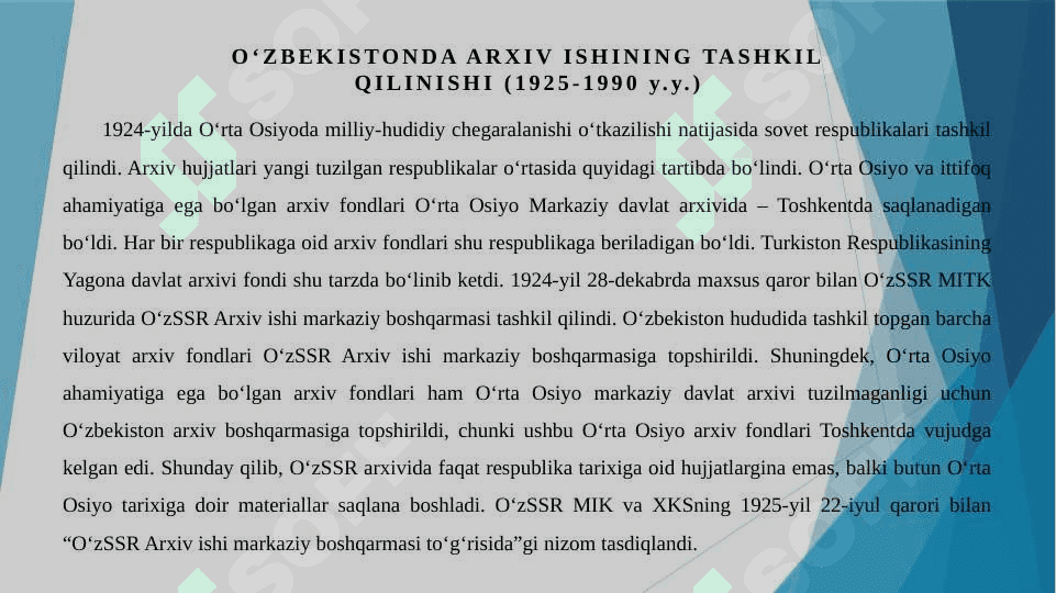 Mustaqil o'zbekistonda arxiv ishi 3
