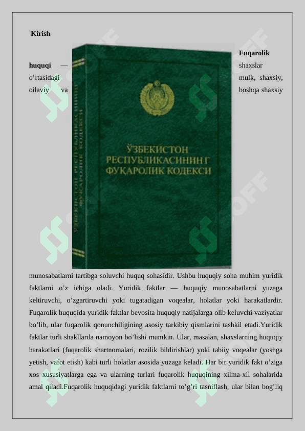Fuqarolik huquqida yuridik faktlarning turlari 24 2