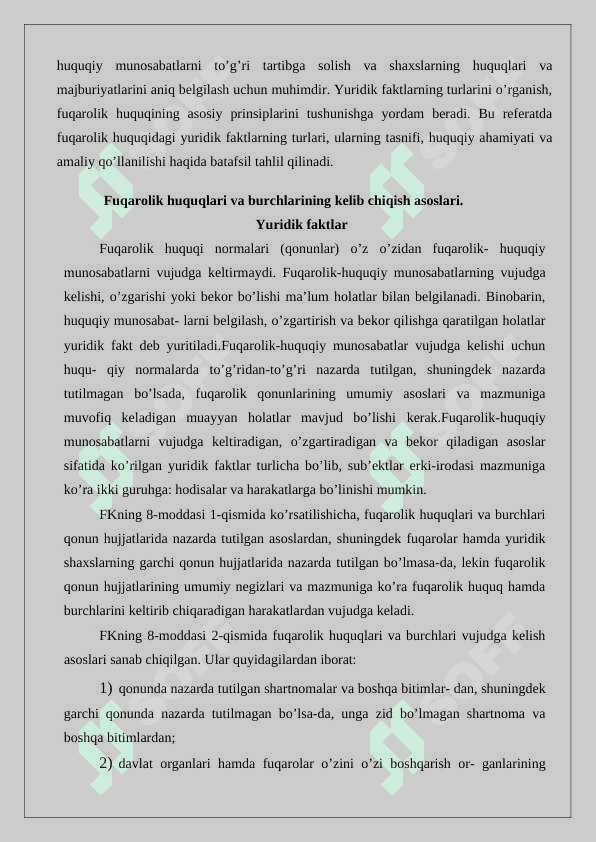 Fuqarolik huquqida yuridik faktlarning turlari 24 3