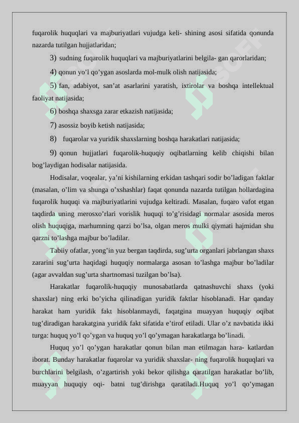 Fuqarolik huquqida yuridik faktlarning turlari 24 4