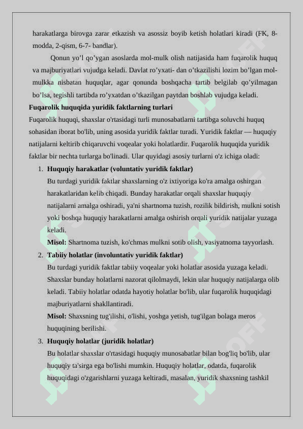 Fuqarolik huquqida yuridik faktlarning turlari 24 5