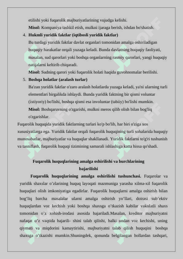 Fuqarolik huquqida yuridik faktlarning turlari 24 6